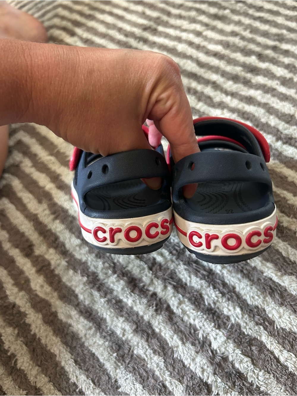 CROCS Kids Navy and Red Double-Strap Sandals - Picture 4 of 4